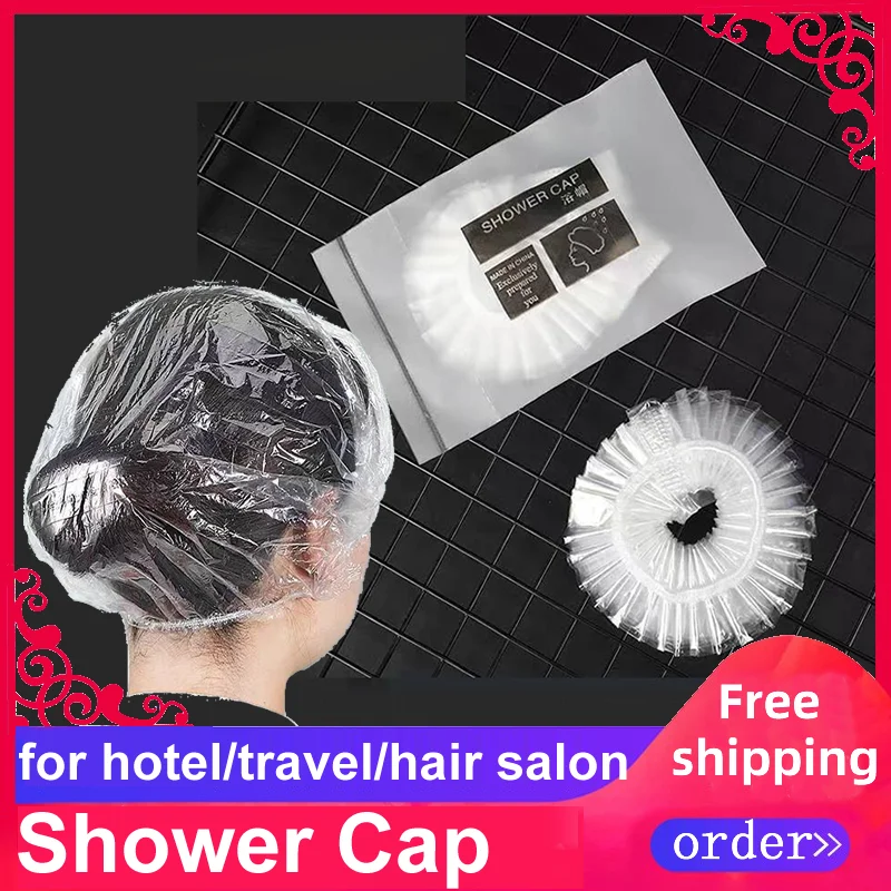 

Free Shipping Independent Packing Elastic Transparent Disposable Cap Hat for Hotel Bathing Beauty Hairdredss Salon Hotel supplie