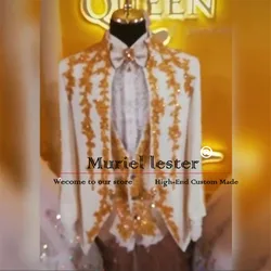 Luxurious White Wedding Tuxeods For Man Sparkly Gold Beaded Appliques Prom Blazer Formal Party Groom Tuxedos 3 Pieces Men's Suit