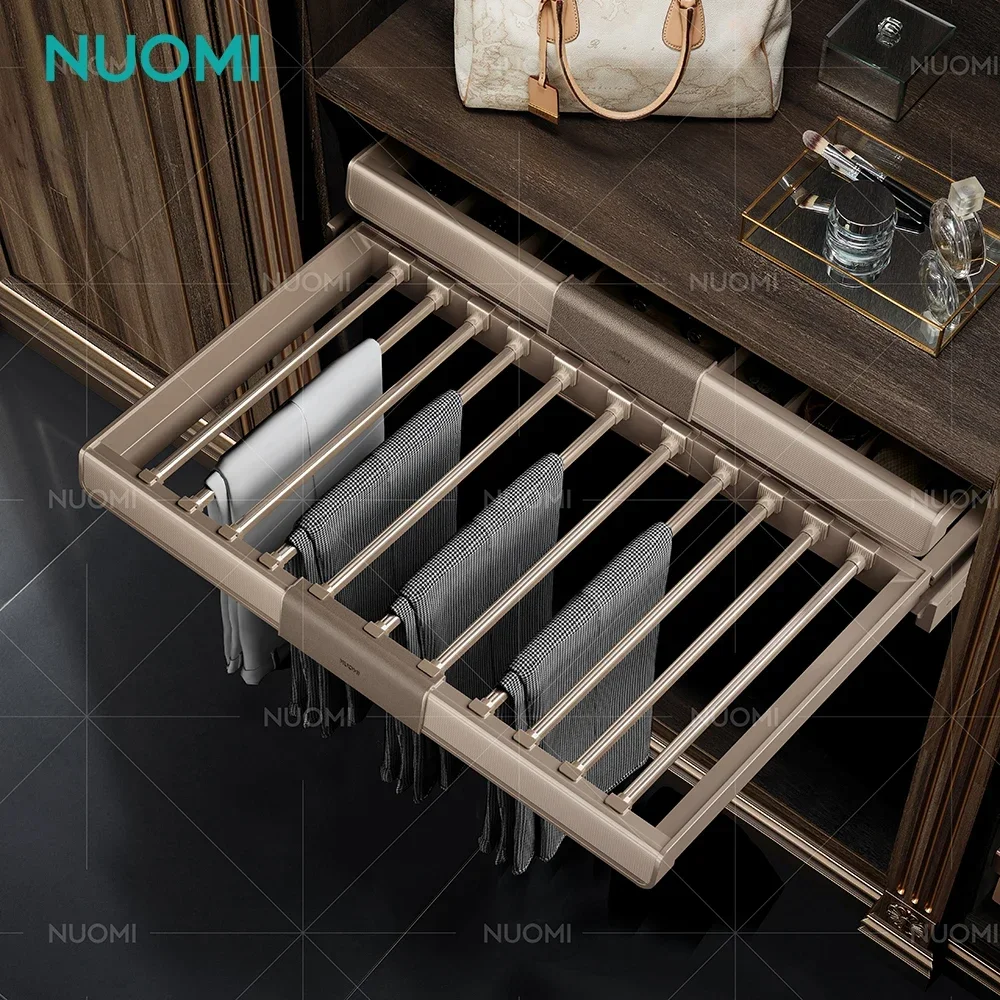 Cloakroom Multifunctional Damping Cushioning Sliding Dobby Box Storage Sorting Storage Sliding Trouser Rack Storage Rattan