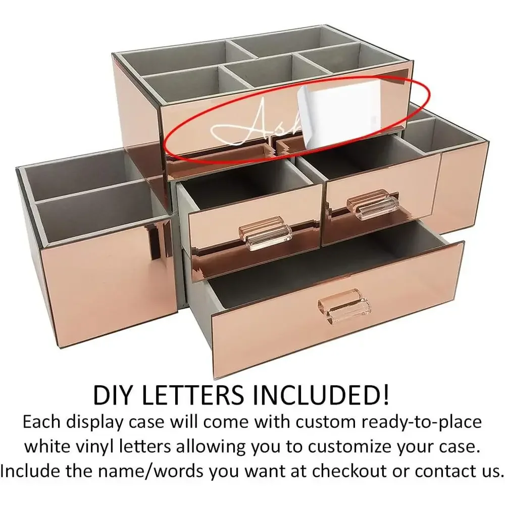 3-Tier Glass Mirrored Makeup Organizer - Desk Station for Cosmetics & Office Supplies