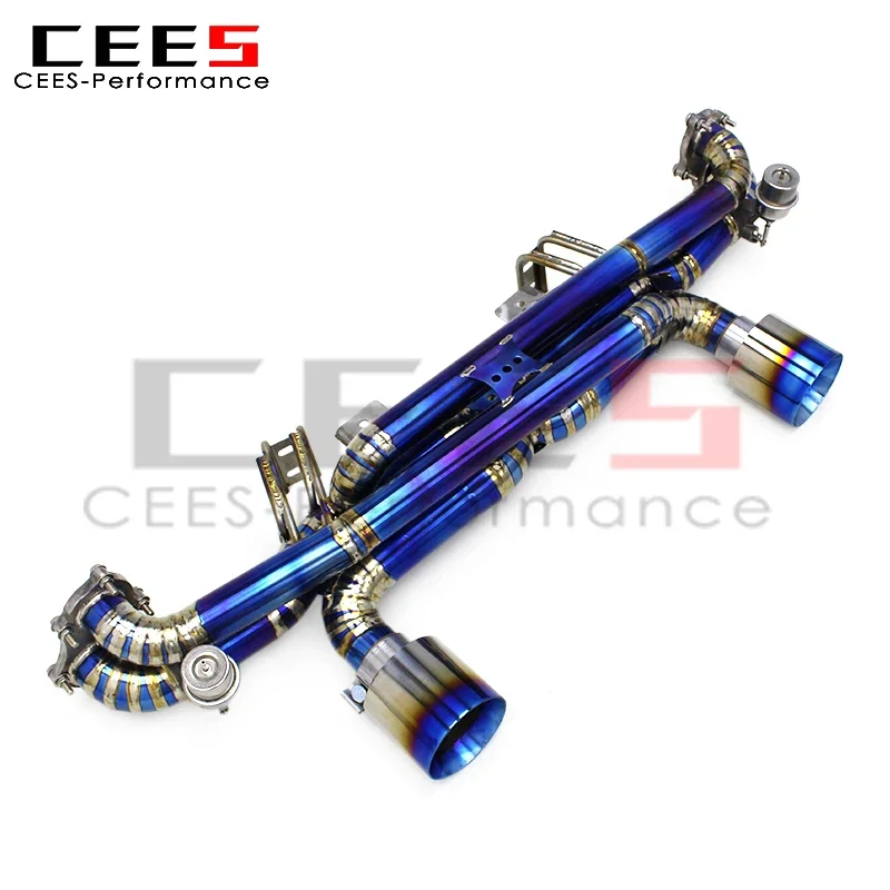 CEES Titanium Catback Exhaust System for Porsche 718 Cayman GT4 4.0L 2016-2021 Exhaust Pipe Muffler with Remote Control