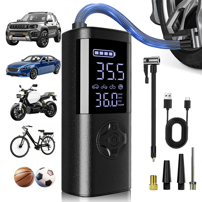 Wireless Electric Car Jump Starter Power Air Compressor Tire Inflator for Motorcycle Bicycle Balls - AUTO Tyre Inflating Pump