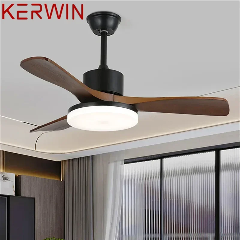 KERWIN Modern Fan Light Luxury Living Room Restaurant Bedroom Study LED Ceiling Fan Light Remote Electric Fan Light