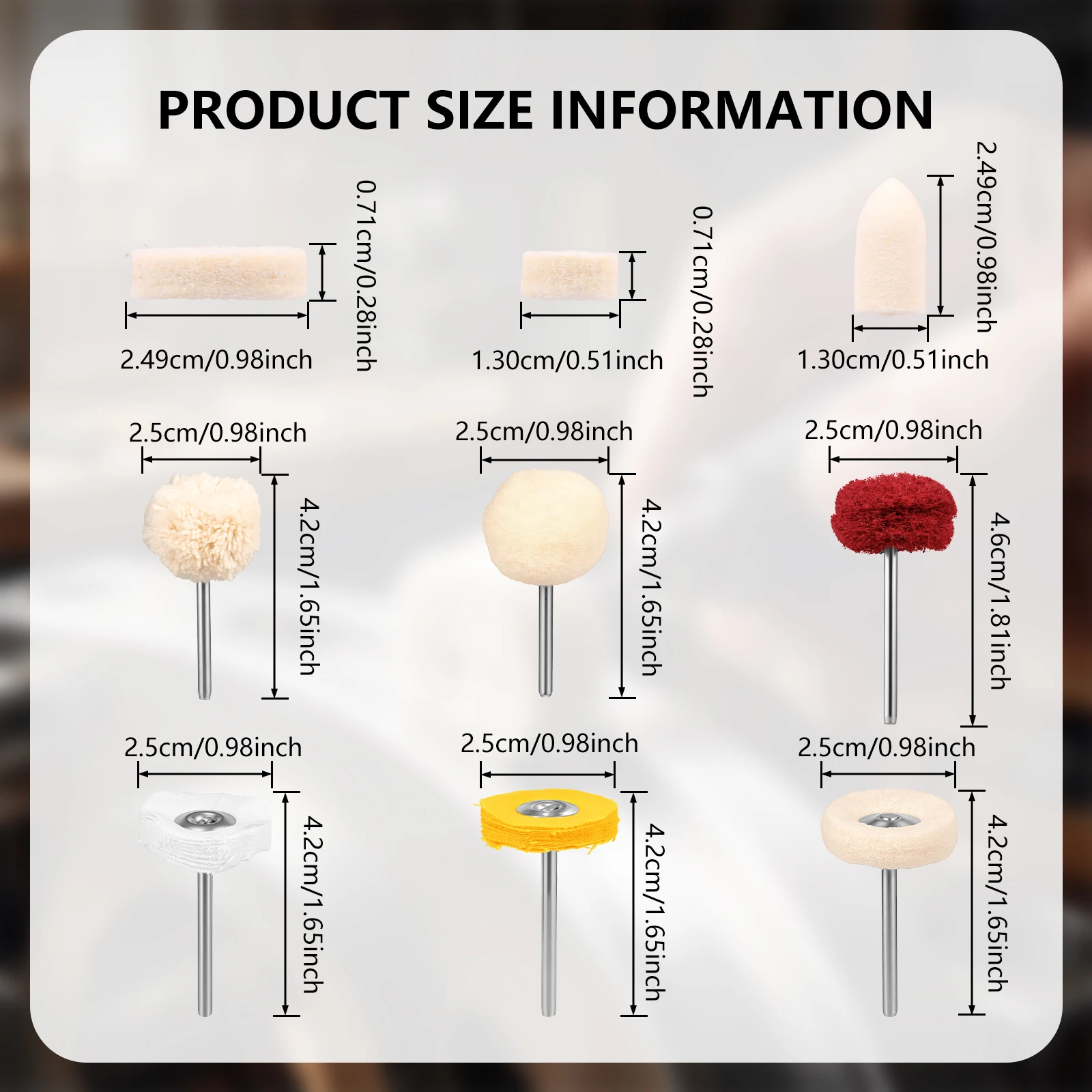 267Pcs Wool Felt Polishing Wheels Buffing Pads Set Sanding Bands Rotary Tool Accessories For Metal Glass Jewelry Watch Grinding