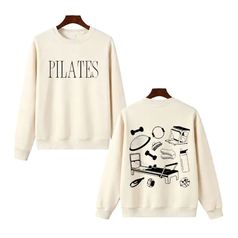필라테스 스웨트셔츠 리포머 그래픽 크루넥 스튜디오 스트리트 애슬레저 후디 부드럽고 편안한 겨울옷 여성 Y2K 의류