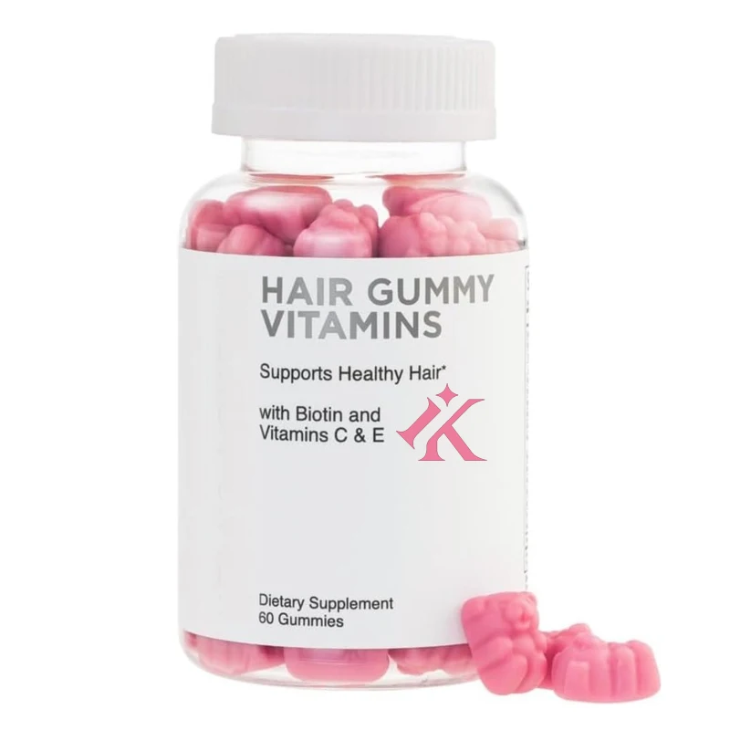 Hair vitamin gummies contain 5000 micrograms of biotin, vitamins E and C, a beautiful hair, skin, and nail supplement