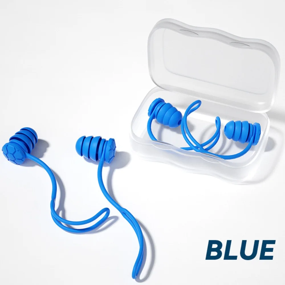 

Soft Silicone Sound Insulation Earplugs Three-Layer Anti-loss Swimming Earplugs Waterproof with Lanyard Noise Reduction Earbuds