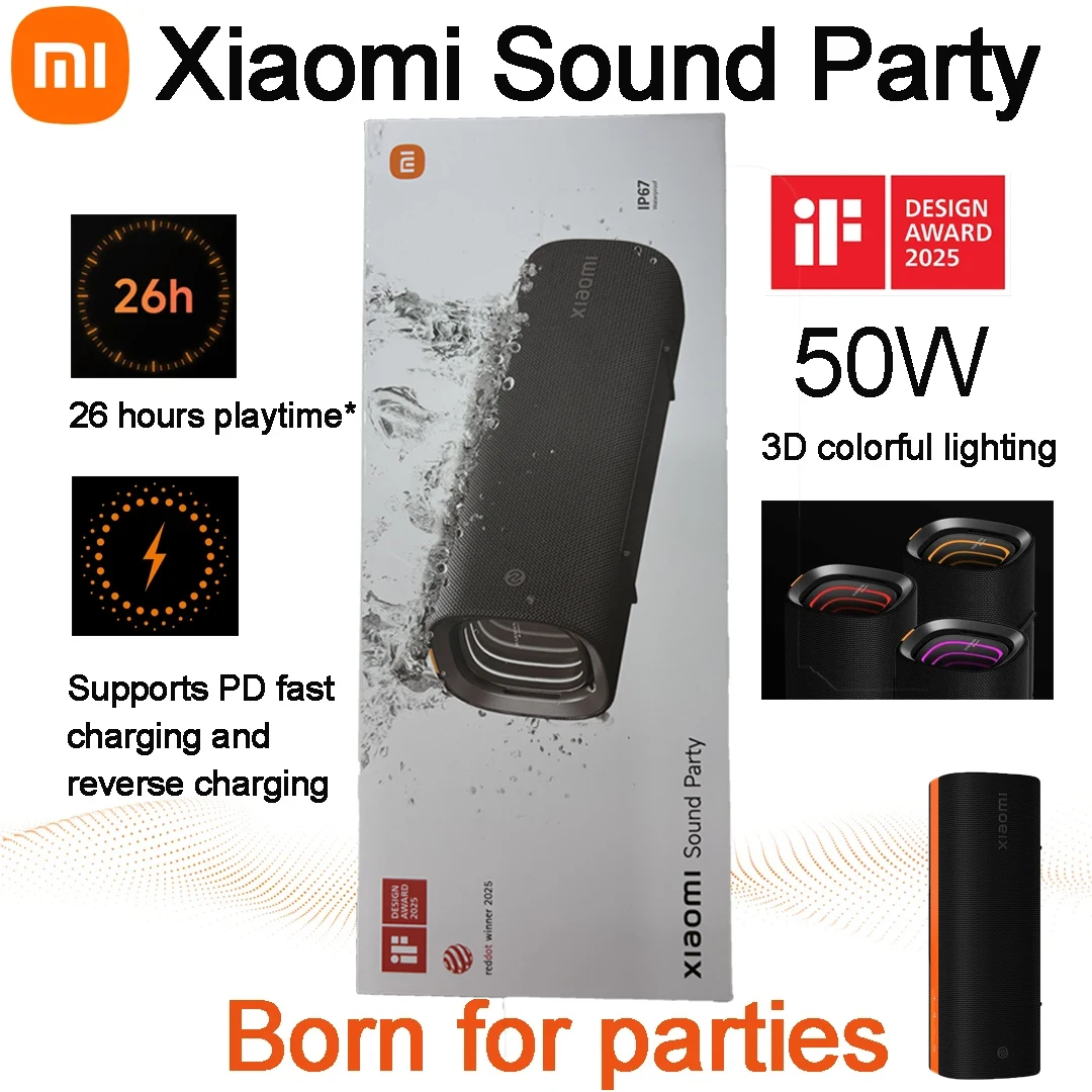 

Xiaomi Sound Party 50W Powerful Sound Quality Harman AudioEFX TWS mode 26h Playtime Supports PD Fast Charging ＆ Reverse chargin