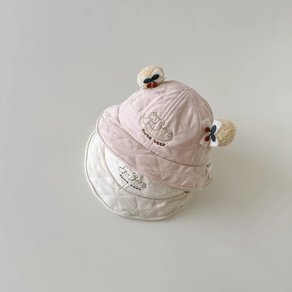 

Autumn Winter Baby Fisherman Hats Lovely Bear Pattern Kids Boys Girls Hat Thicken Warm Children Caps