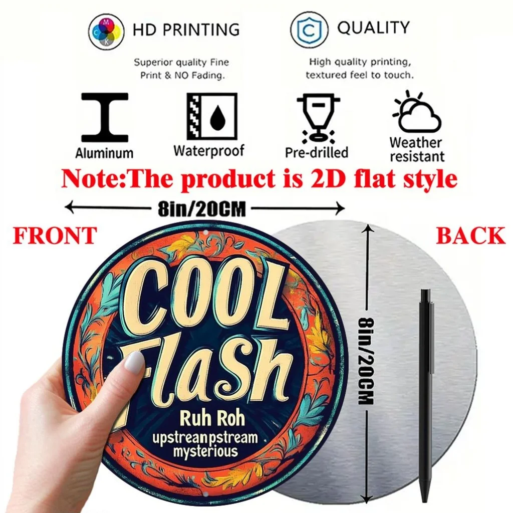 2D Metal Sign 8x8 Inch Round Aluminum Vintage Wall Decor for Home Office Restaurant Porch Durable Inexpensive Room Decoration
