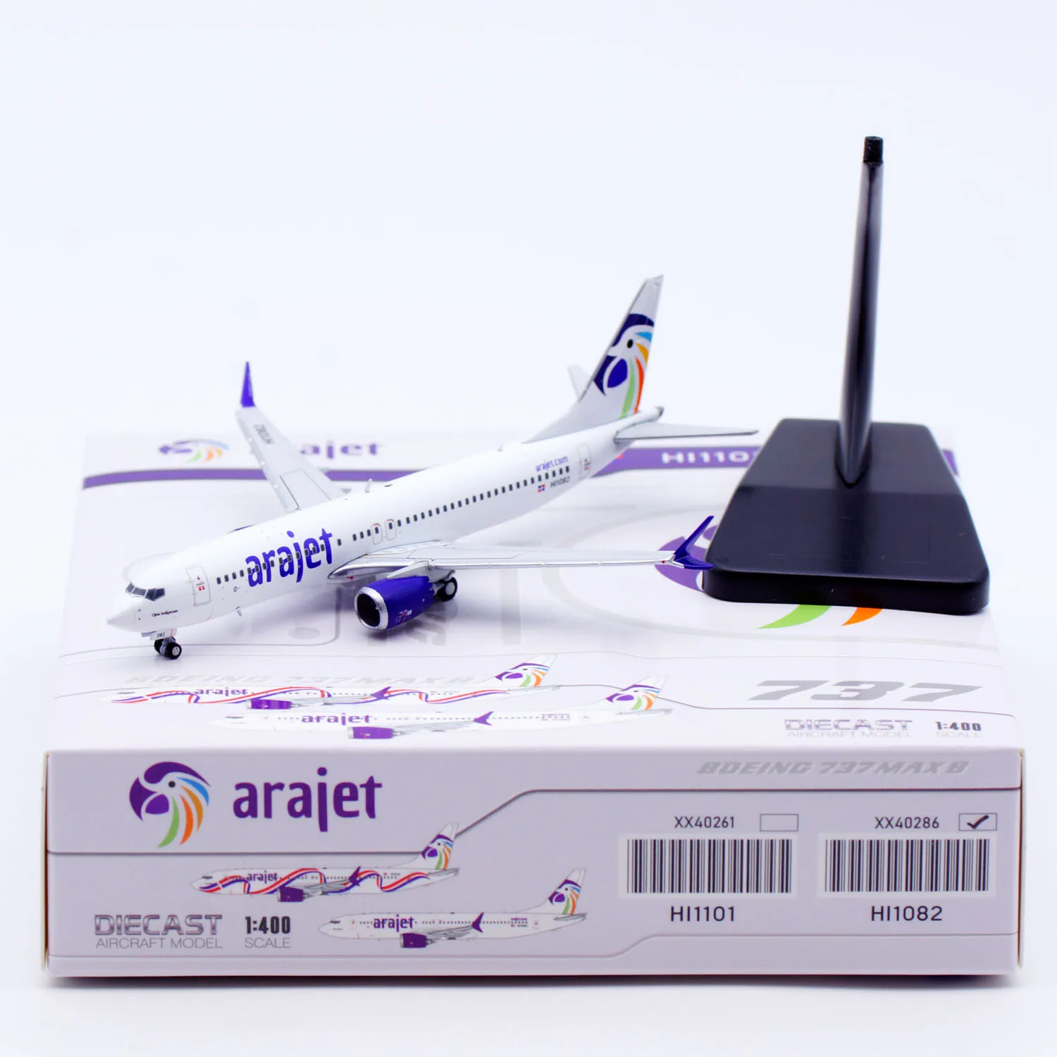 xx40286-alloy-collectible-plane-gift-jc-wings-1-400-arajet-boeing-b737-max-8-diecast-aircraft-jet-model-hi1082-with-stand
