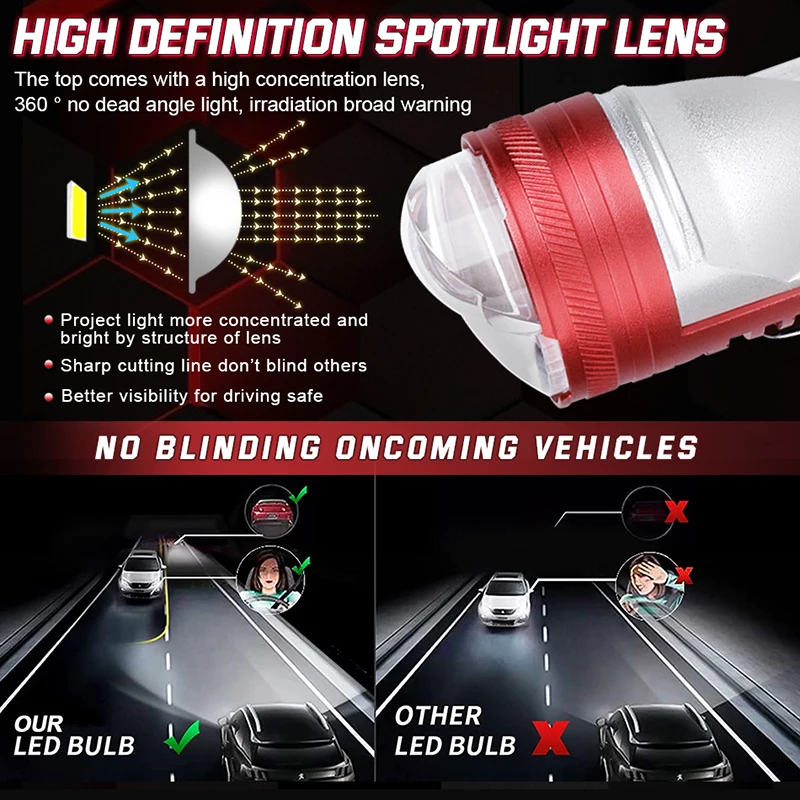 2 قطعة 1000 واط H4 BI Led العارض عدسة H4 مرحبا/لو شعاع سيارة العلوي لمبة سيارة LED العلوي عدسة صغيرة العارض LHD RHD 6000 كيلو 12 فولت #2