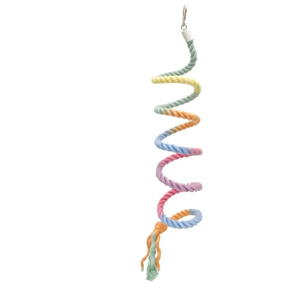 برغي الرأس القطني الملون الببغاء القطب قوي معلق كليب الببغاء الدائمة المنسوجة حبل مريح مرنة تدريب لدغة الطيور #5