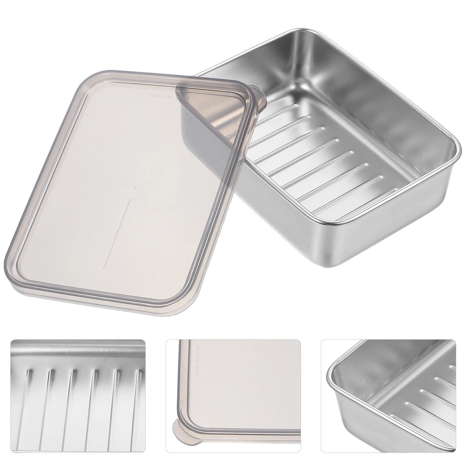 Stainless Steel Crisper Keeper Cheese Fridge Storage Containers Small Boxes Butter Dishes Drain