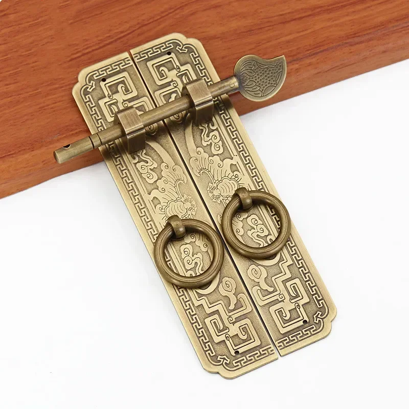 Chinese Antique Bookcase Handle Cabinet Door Wardrobe Cabinet Door Pure Copper Handle Antique Furniture Accessories image 5