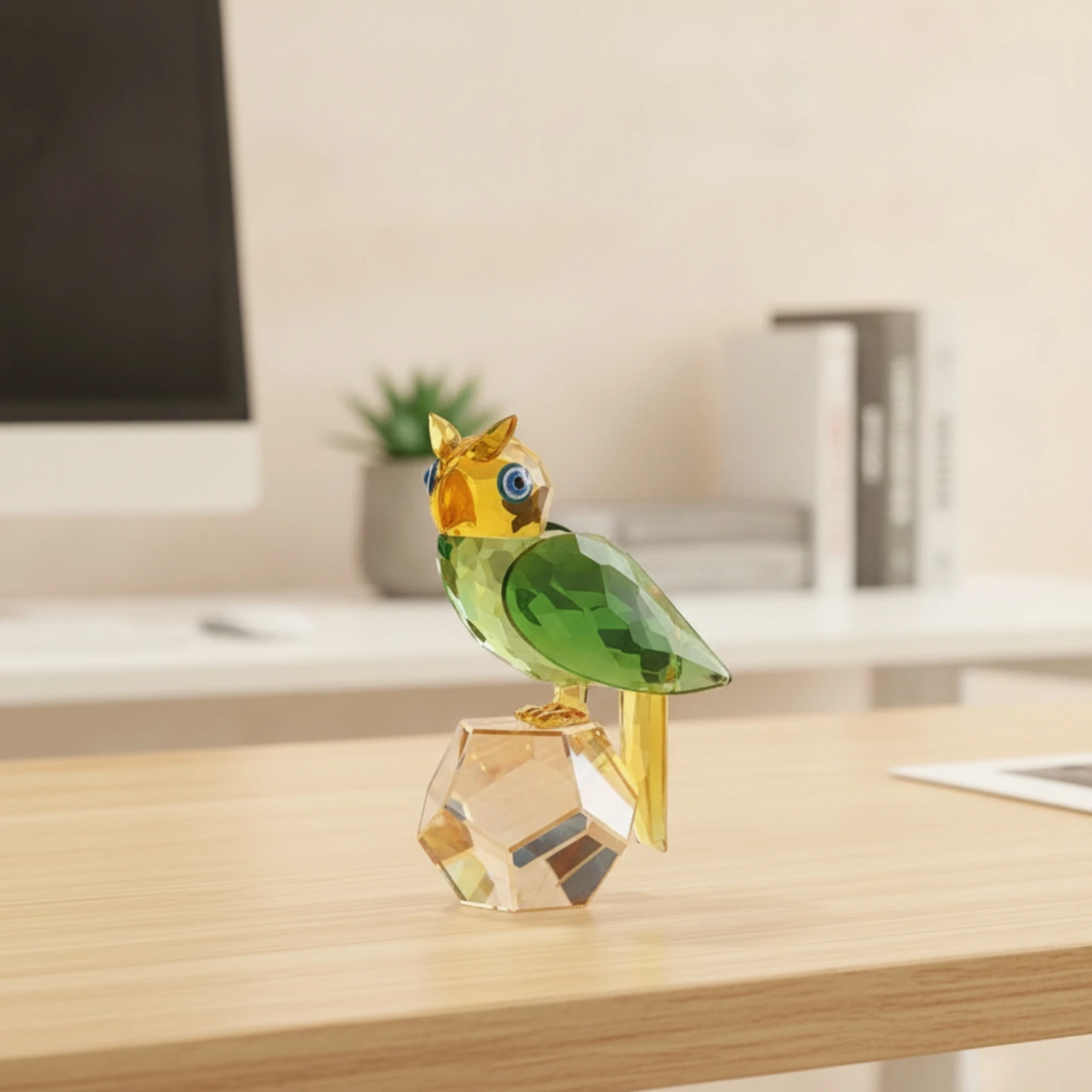 Faceted Crystal Owl Figurine Modern Crystal-style Ornament Small Owl Statue Decor for Desk Display view 2