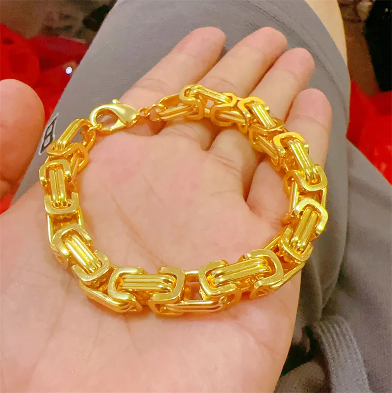 Luxury 24K 9999 Pure Gold real gold Buckle Bracelet Tuhao Men's Clip Buckle Bracelet