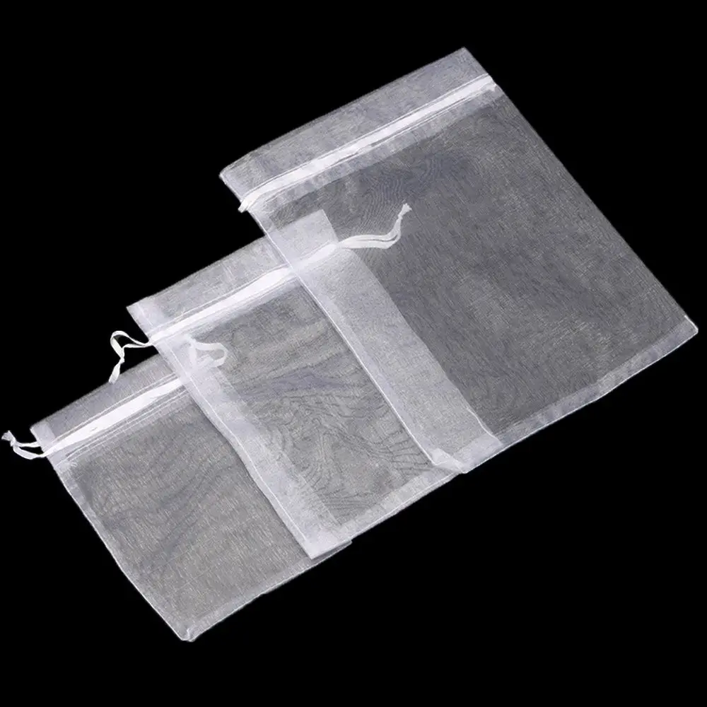 25/50PCS Wedding Christmas Favor Party Supply White Pouches Organza Gauze Sachet Gift Bags Drawstring Pocket