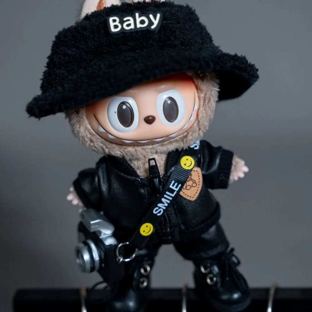 

17 см наряды для кукол Labubu, дизайнерская кожаная одежда для кукол Labubu, мини-аксессуары для кукол Labubu, аниме, плюшевые игрушки, аксессуары, одежда