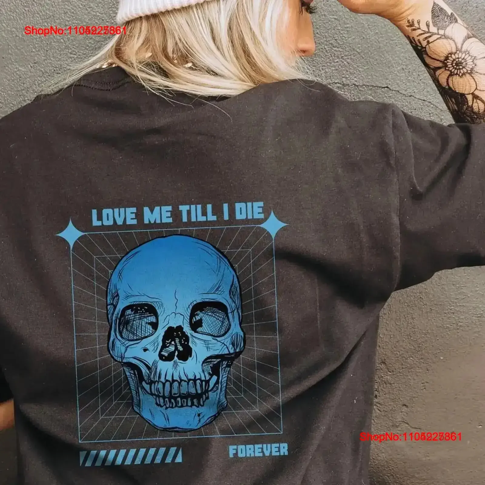 أحبني حتى أن أوت الجمجمة تي شيرت هالوين العصرية الجرونج نمط فضفاض المتضخم صالح 5xl حجم الجير الاثنين خمر غسلها خمر