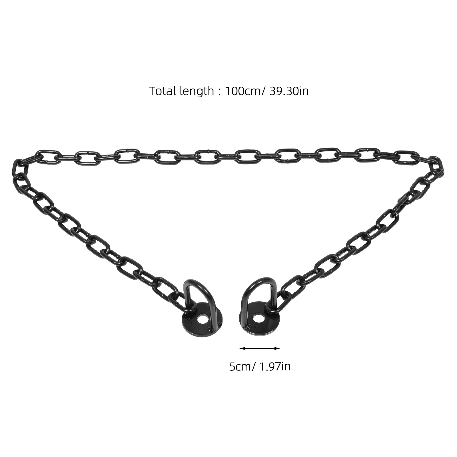 1Set River Guardrail Chain Black Steel 39.3inch 8Mm Weatherproof Barrier Link Crowd Control Safety Chain Parking Fence Connector