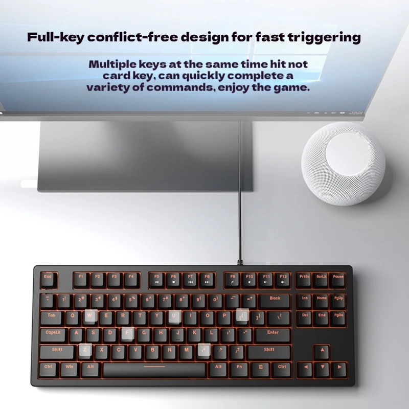 Dareu DK100 Mechanical Keyboard 87-Key Blue Black Tea Switches Gaming Desktop Laptop External Keyboard For Consumer Electronics