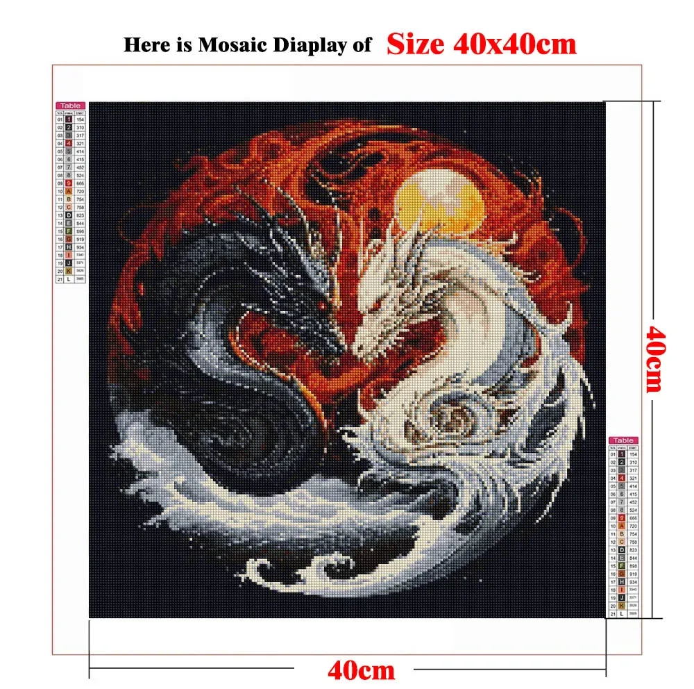 Full Square Diamond Painting AB Drill Yin Yang Dragon Taichi Fengshui Diamond Embroidery Mosaic Rhinestone Kit Handmade Gift