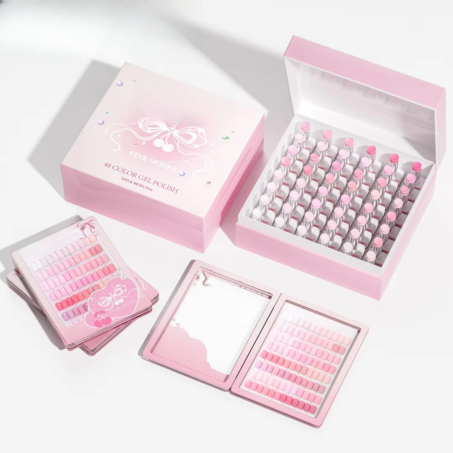 Hot Popular Spring 48colors Nude Pink Gel Nail Polish Set Box TPO FREE OEM Custom Pink Gel Polish Collection Kit