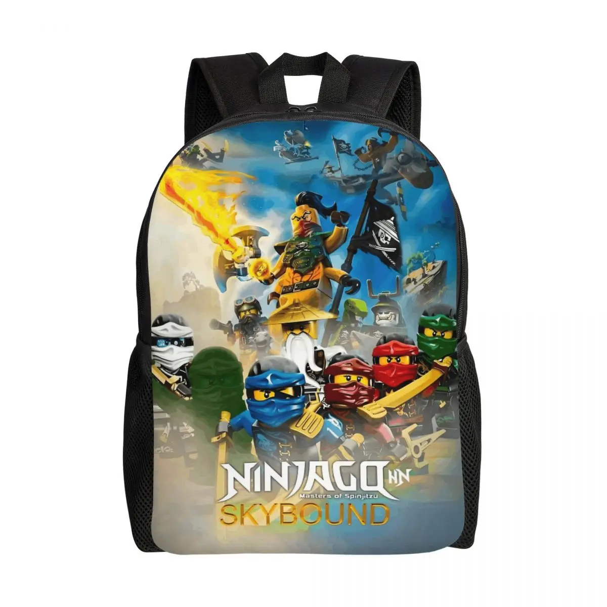

Рюкзак для ноутбука с анимацией N-Ninjagos Skybounds для женщин и мужчин, базовая сумка для книг для школы, студента, сумка Sky Pirates