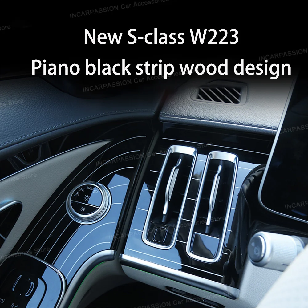 Piano Black Stripe Decoration Panel For Mercedes Benz S Class W223 S450L S480 S500L, W223 Interior Upgrade Trim, Seat Cover