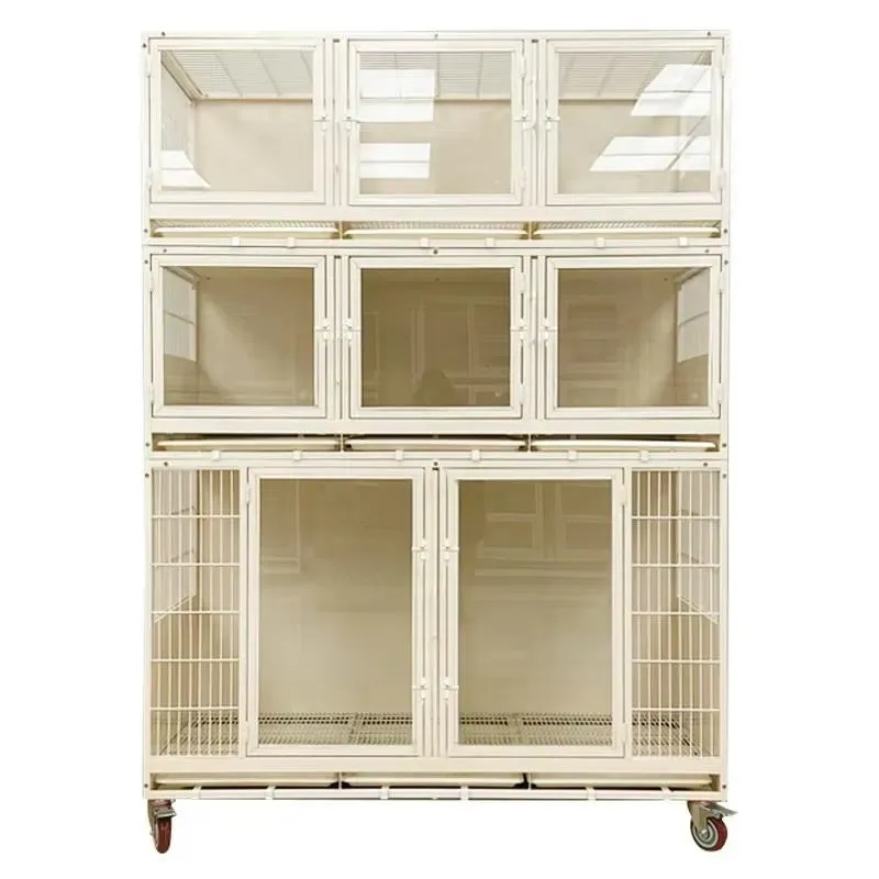 Heavy Duty Professional Pet Cage with Wheels for Dog Cat Boarding Hotel