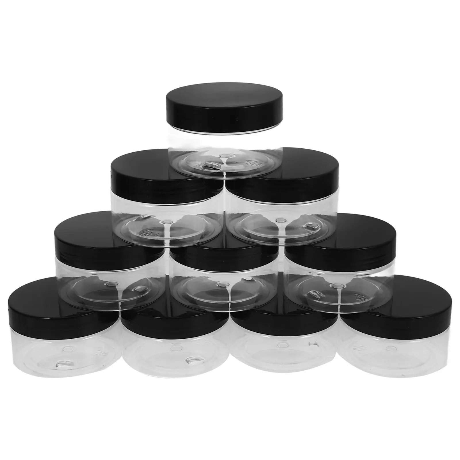 

10Pcs Clear Plastic Round Storage Jars Leakproof Compact Design for Travel Creams Lotions Food Snacks Spices Containers