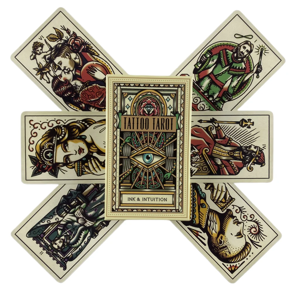 Tattoo Tarot Cards A 78 Deck Oracle English Visions Divination Edition Board Playing Games