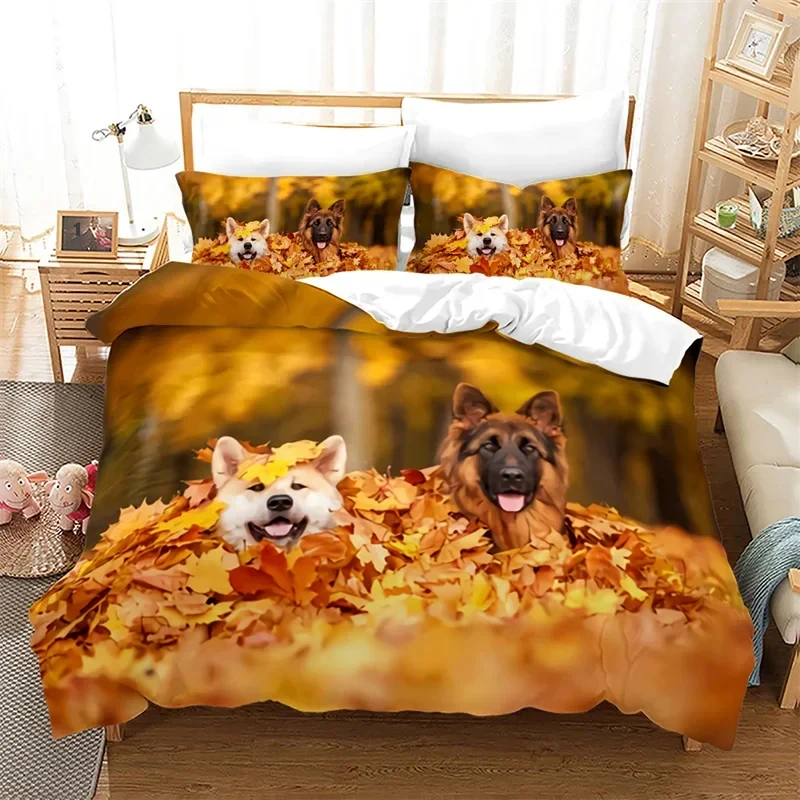 3D Puppy Duvet Cover Cute Pet Dog Print Comforter Cover Microfiber Animal Theme Bedding Set Twin Full Size For Kids Boys Girls