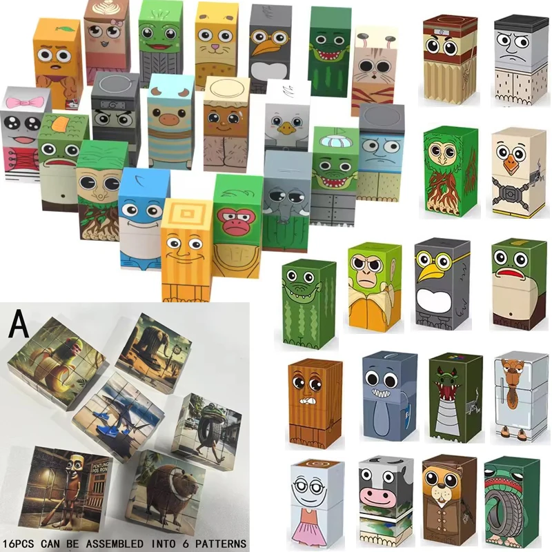 

Tung Tung Tung Sahur Italian Brain Rot Animals Tralalero Tralala Shark Magnetic Building Blocks