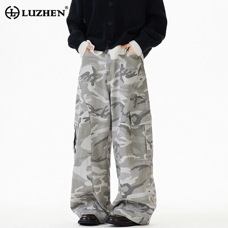 

LUZHEN Fashion Niche Camouflage Printed Multi Pockets Design Cargo Casual Pants Men's 2025 High Quality Original Trousers JY3139