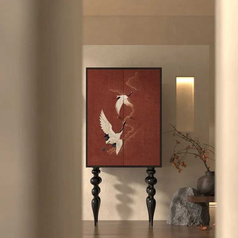 SGF Chinese style living room vertical cabinet storage integrated multi-functional solid wood decorative cabinet
