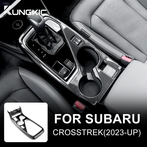 Estilo de patrón de fibra de carbono ABS para Subaru Crosstrek 2024 Impreza 2024 Control de taza de agua Panel de cambio de marchas RHD LHD Accesorios