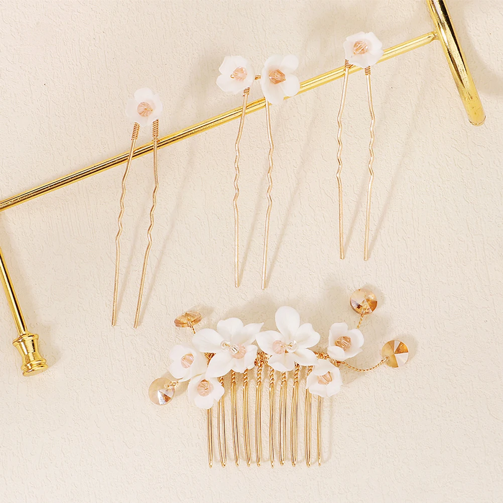

4pcs Flower Hair Pins U-Shaped Hairpins For Wedding Bridal Bun Sticks Women Hair Accessories Elegant Party Decorations