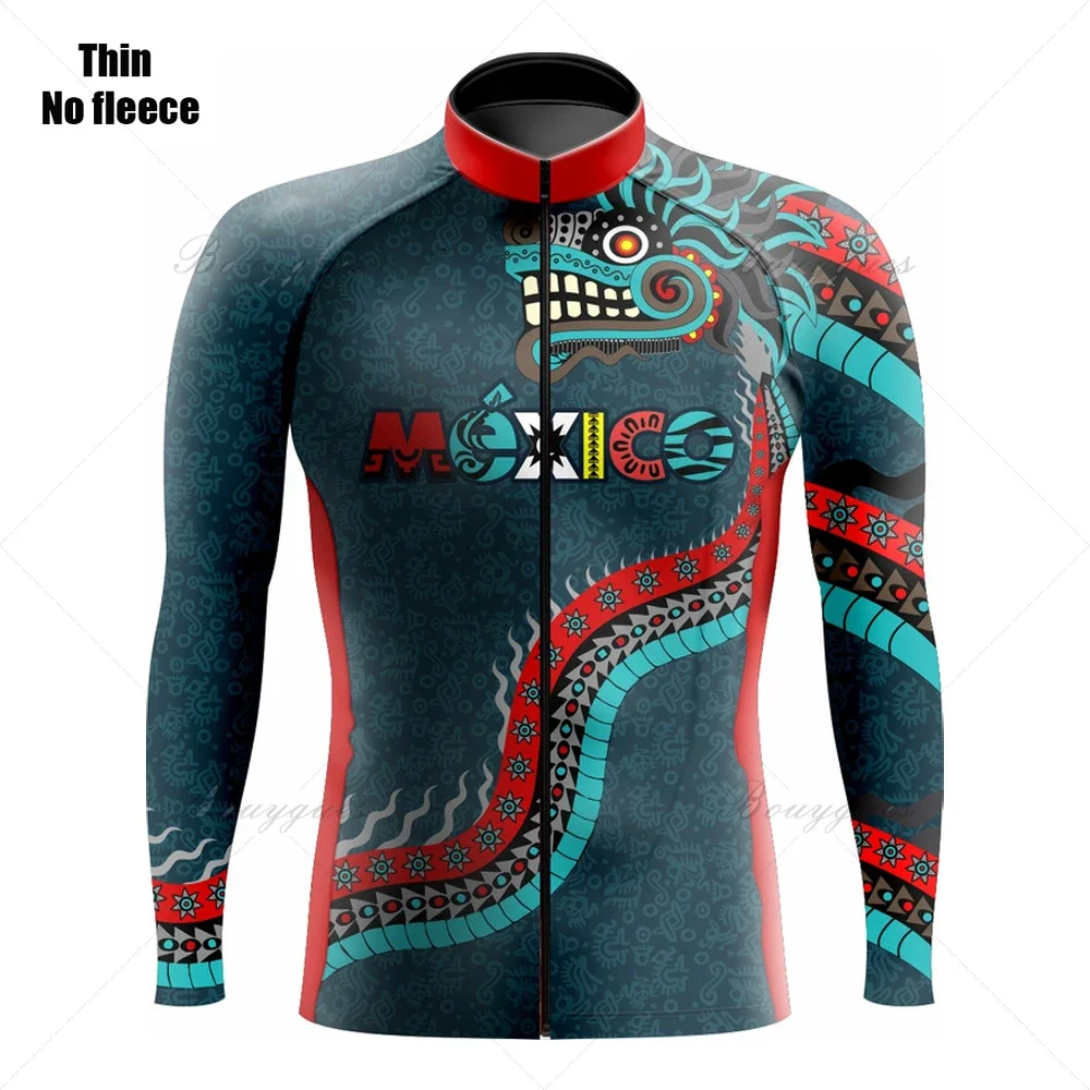 2024 New Pro Mexico Cycling Jersey Set Long Sleeve Mountain Bike Cycling Clothing Breathable MTB Bicycle Clothes Wear for Mans