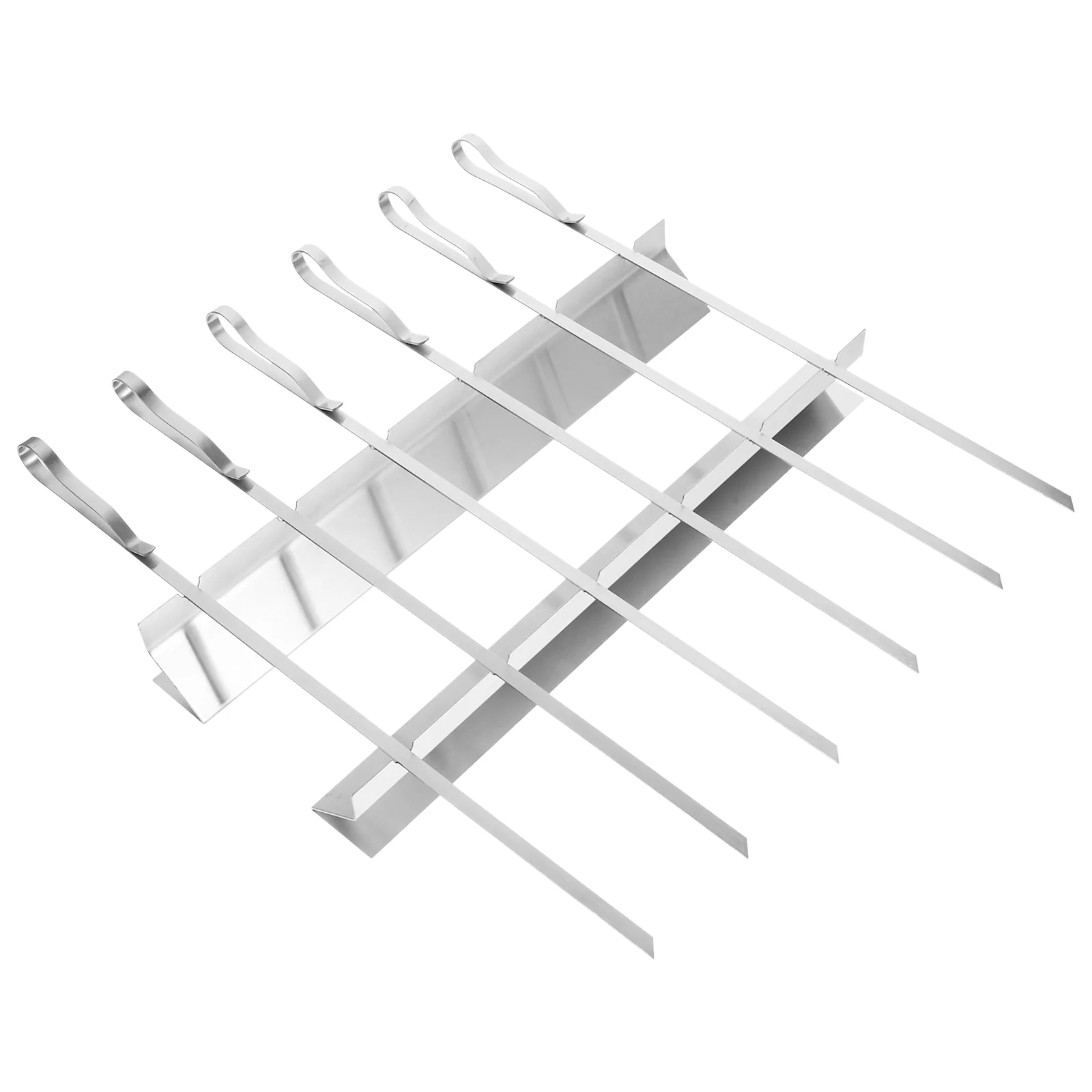 

1 Set of Outdoor Barbecue Rack with Skewers Set Stainless Steel Meat Vegetable BBQ Skewers Rack Set