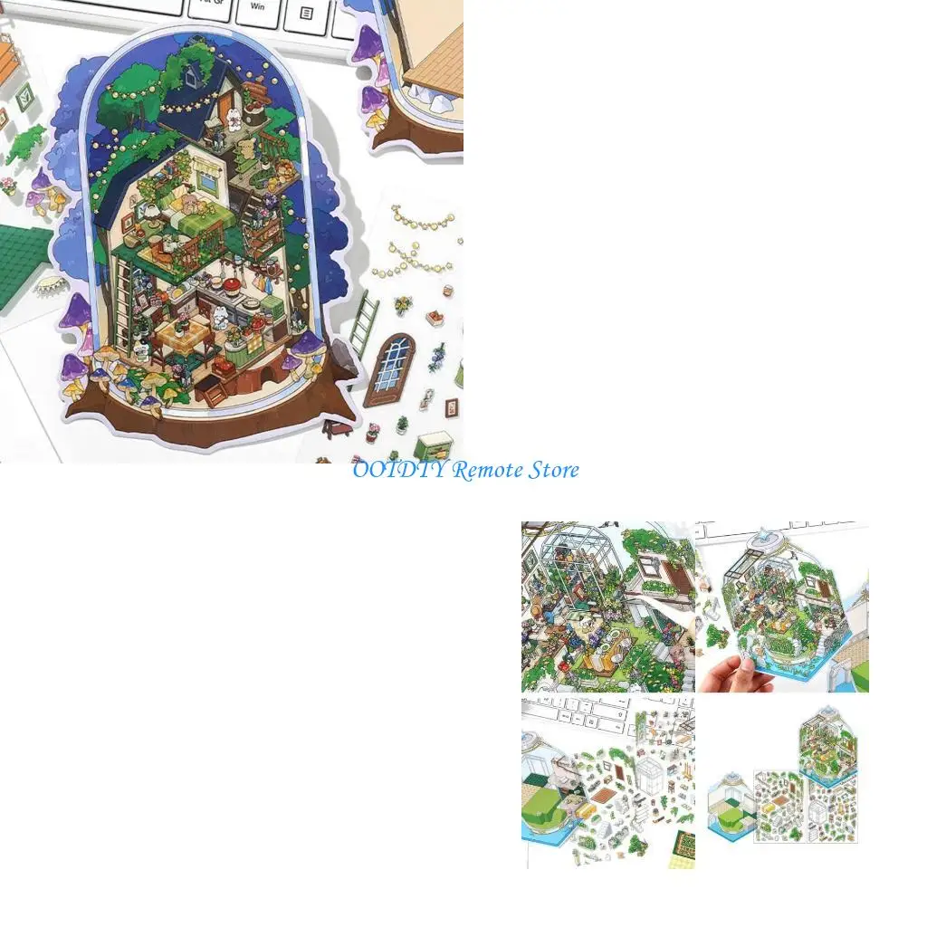 Cartoon Landscape Sticker Aesthetic Sticker DIY Scene Make Sticker Scrapbooking Supplies for Adult Kids