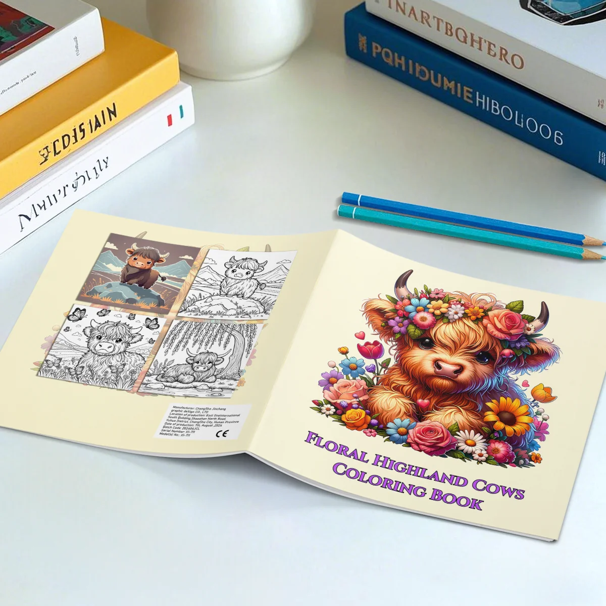 FLORAL HIGHLAND COWS Coloring Book For Adult Children Relieve Stress Kill Time Graffiti Painting Drawing Art Books Perfect Gift