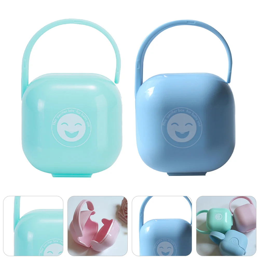 2 قطعة صندوق تخزين اللهاية المحمولة الطفل مصاصة للسفر مع مقبض آمن مادة البولي بروبيلين حماية الغبار