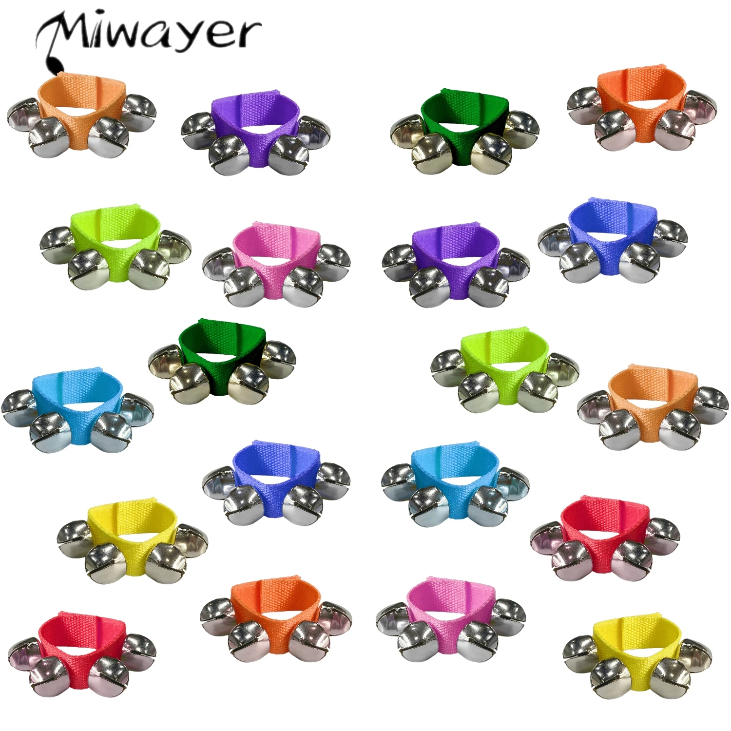 

Miwayer 20 PCS 10 Colors Wrist Bells Ankle Jingle Bell Band Musical Tambourine Rhythm Percussion Instrument