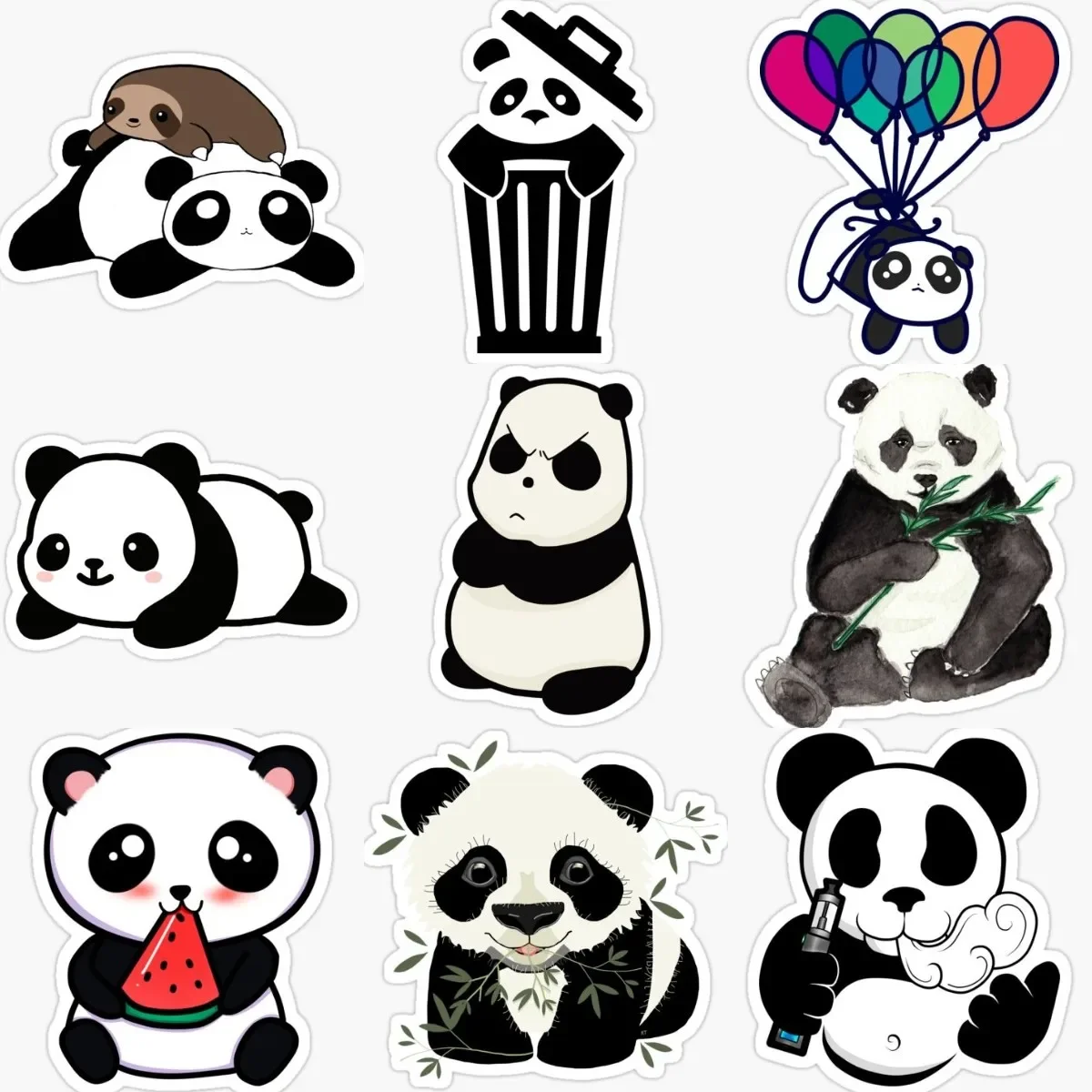 

Cute Panda PVC Material Stickers Accessories for Decorate Wall Room Table Fridge Car Truck Bicycle Helmet Camper Bumper Decal