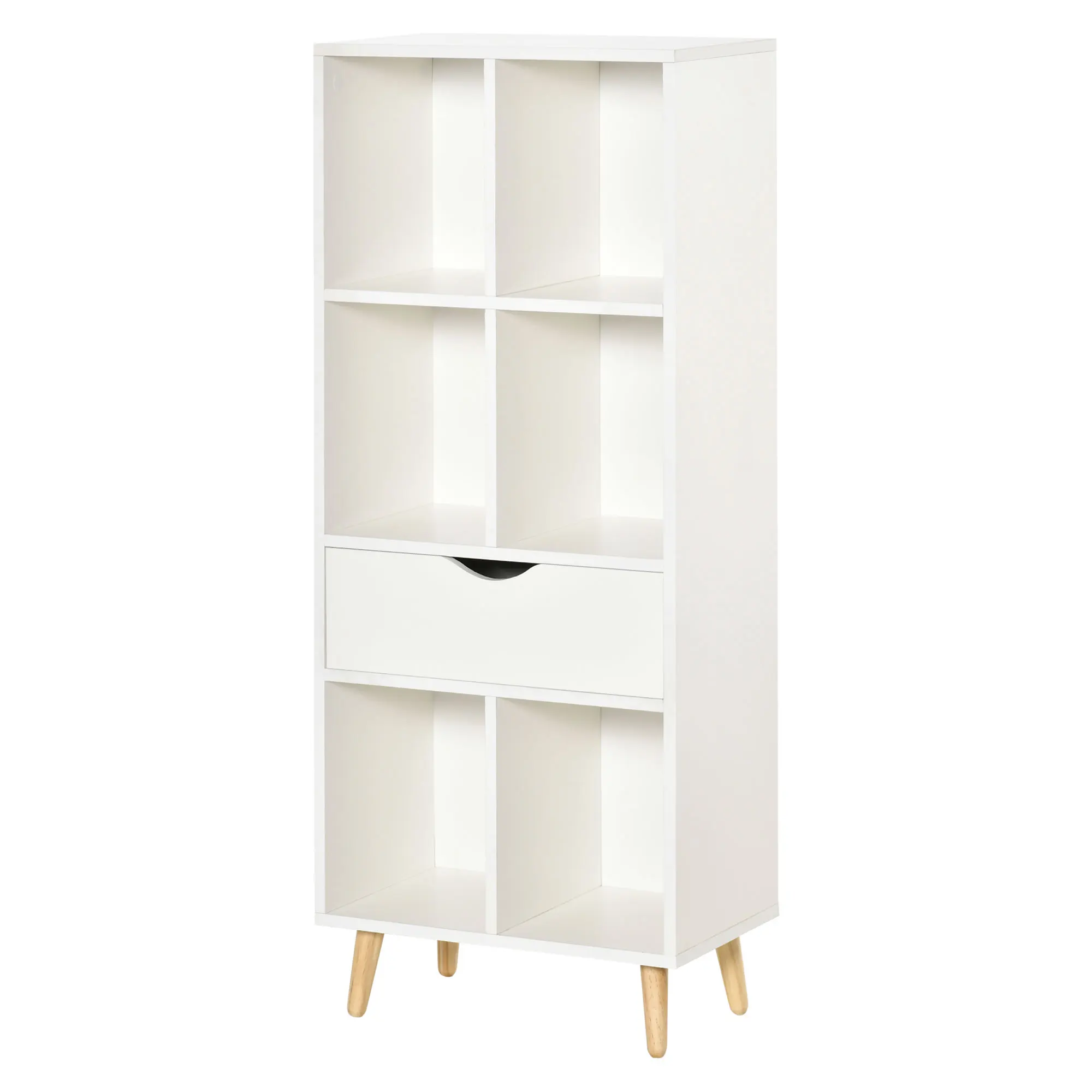 HOMCOM bookcase bookshelf for books with 1 drawer 50x29,5x120 cm White