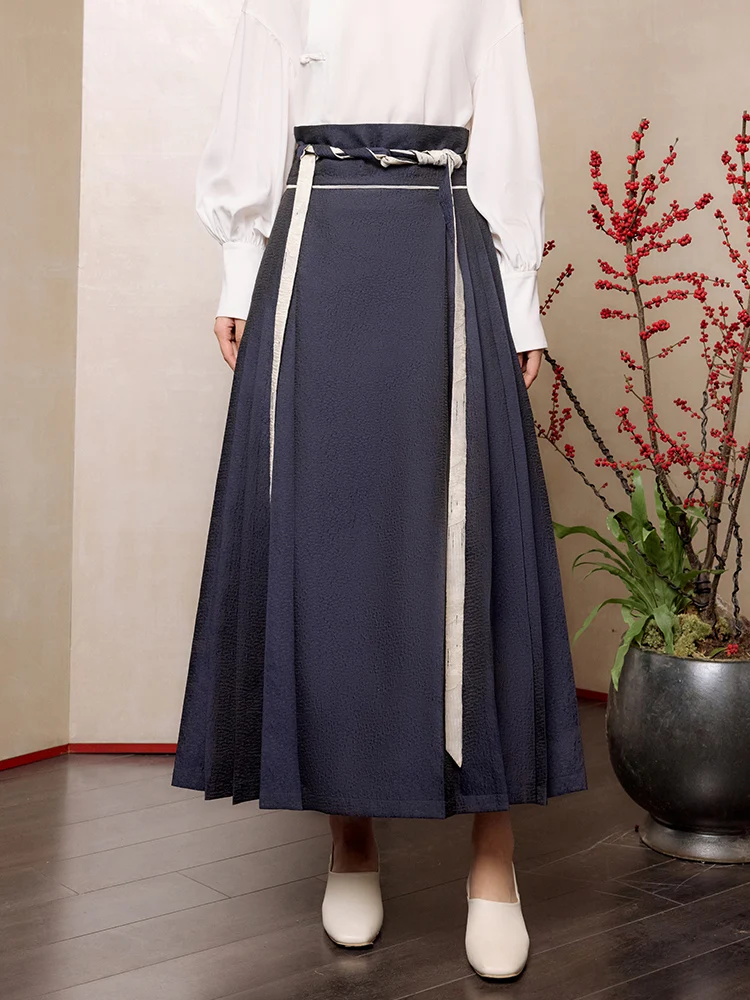 

Новая китайская юбка миди с высокой талией Ginger Moon, осенняя новинка, из полиэстера, однотонная, А-силуэт, для женщин