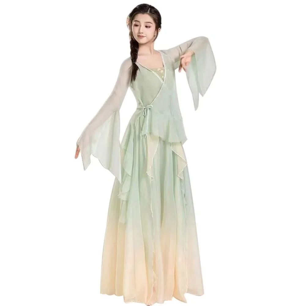 

Chinese Hanfu for Women Classical Dance Costume Chiffon Dance Skirts Embroidery Top Chinese Style Clothes