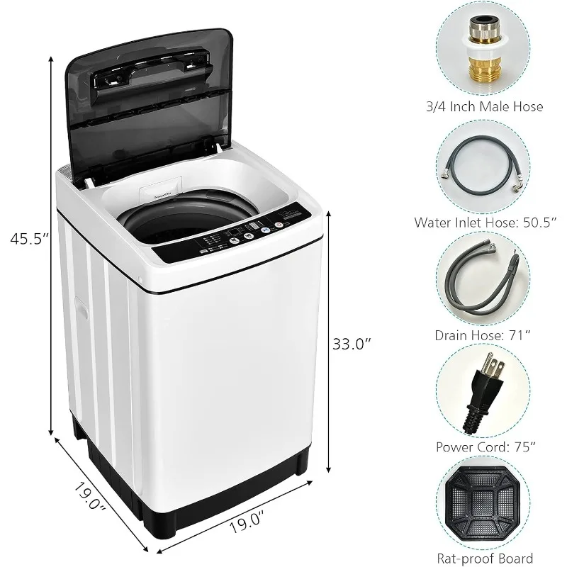 Full Automatic Washing Machine, 2 in 1 Portable Laundry Washer 1.5Cu.Ft 11lbs Capacity Washer and Spinner Combo